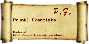 Prunkl Franciska névjegykártya